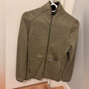Figs Moss Green on shift sweater fleece jacket